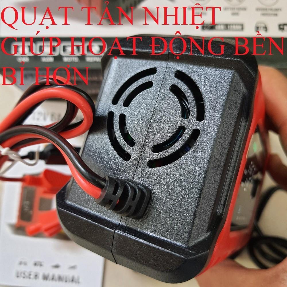 Sạc bình ắc quy sạc ắc quy ô tô xe máy 12V 6A 4AH-120AH FOXSUR màn hình LED mẫu mới tự ngắt khi đầy khử sunfat sac acquy