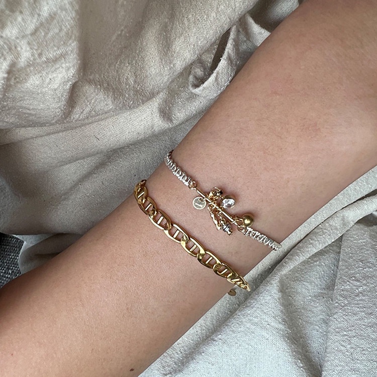 Vòng Tay Mạ Vàng / Bạc Đính Đá Zircon Tua Rua Thời Trang Cho Nữ