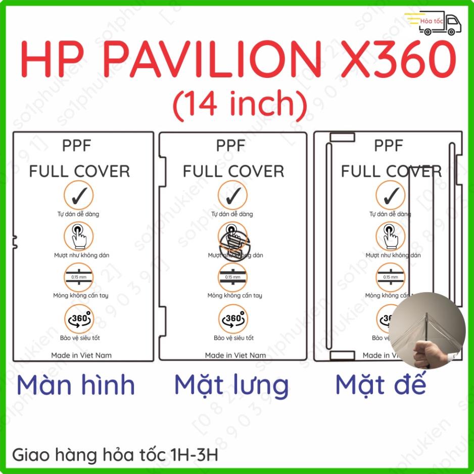 Dán PPF HP Pavilon X360 14 inch loại trong, nhám dành cho màn hình, mặt lưng, mặt đế