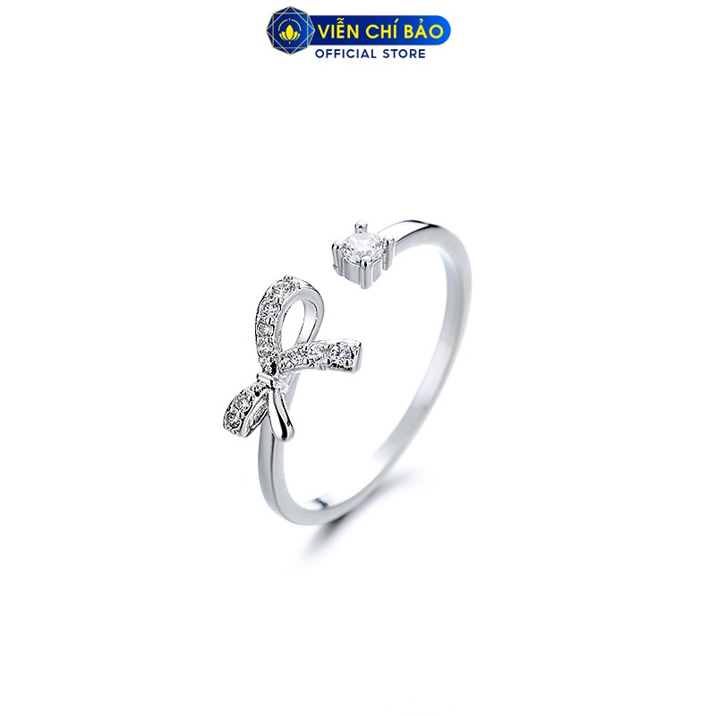 Nhẫn bạc nữ hình nơ đính đá bản hở chất liệu bạc 925 thời trang phụ kiện trang sức Viễn Chí Bảo N400274