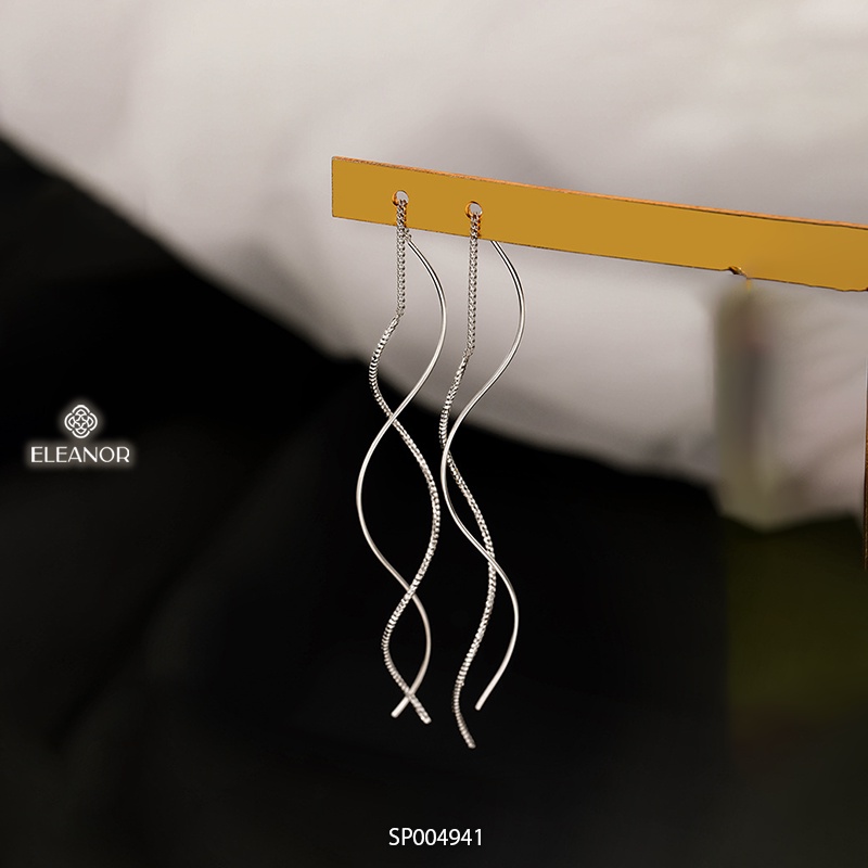 Bông tai nữ dáng dài Eleanor Accessories hình xoắn lấp lánh phụ kiện trang sức 3926