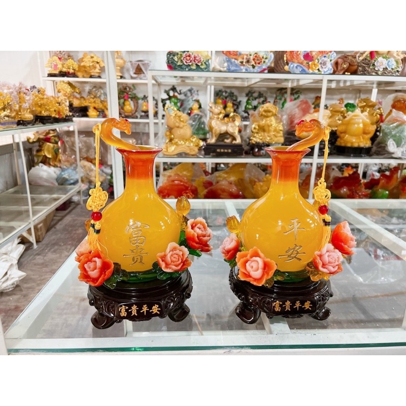 Cặp bình như ý hoa hồng cặp như ý chiêu tài hút lộc