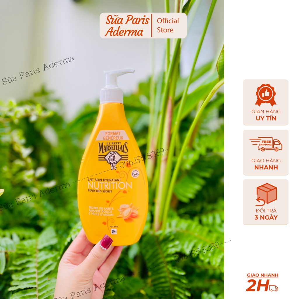 Dưỡng thể Marseillais 400ml, dưỡng da, thấm thấu nhanh, không gây bết rít, hương thơm dễ chịu_Sữa Paris Aderma