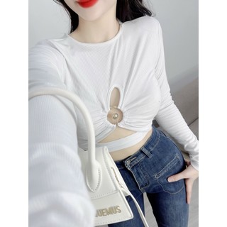 Áo cổ tròn xoắn kiểu chất thun gân hot