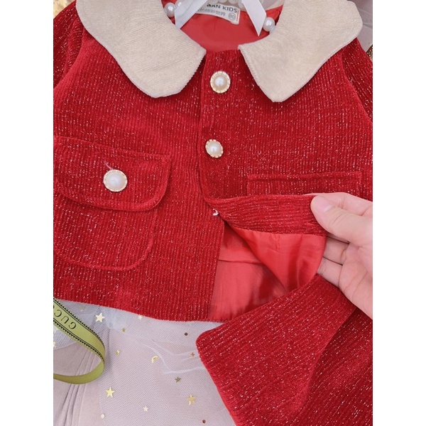 Set váy nhung kim tuyến cao cấp cho bé gái