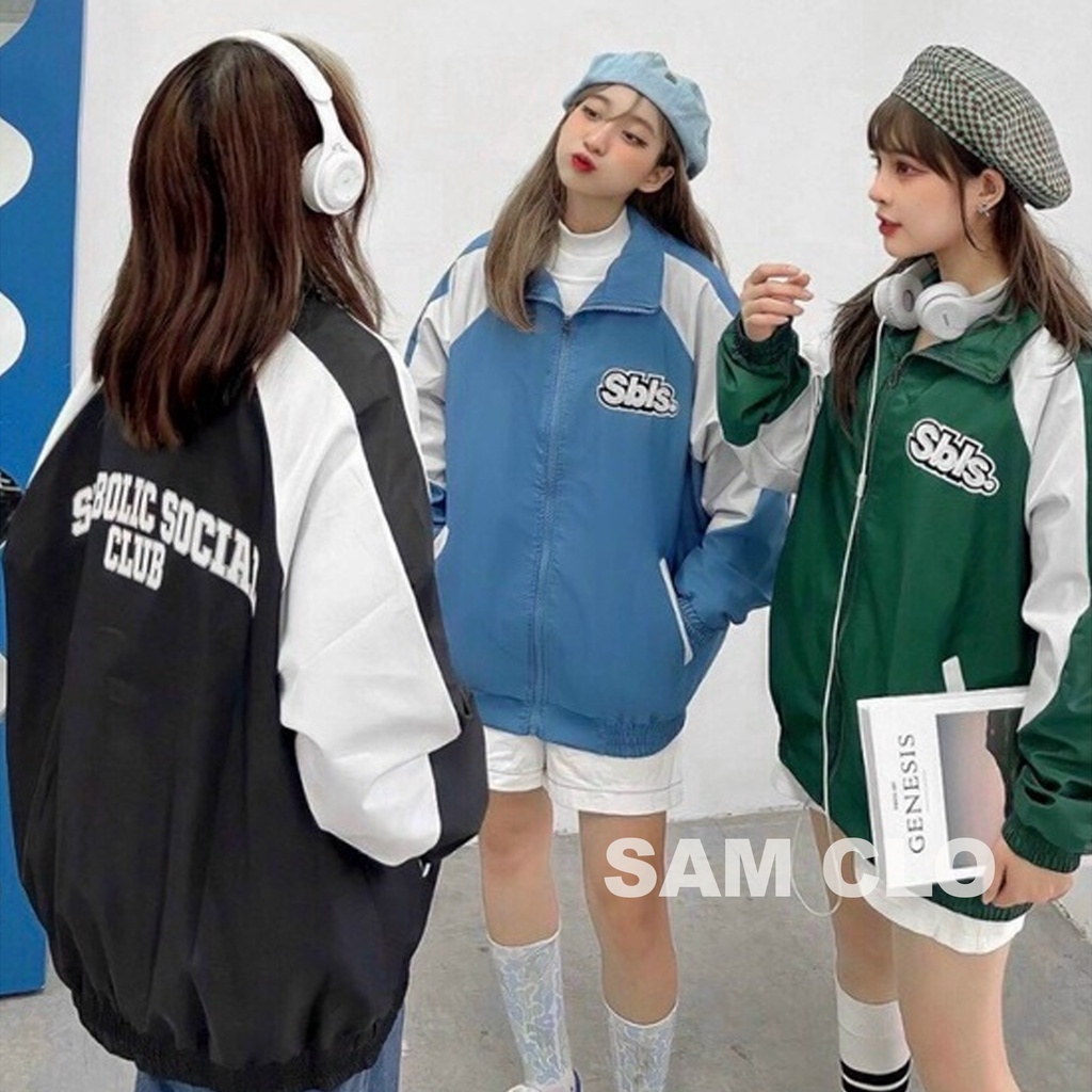 Áo khoác dù nam nữ bomber 2 lớp phong cách bóng chày form rộng unisex mặc cặp - couple in chữ SBLS