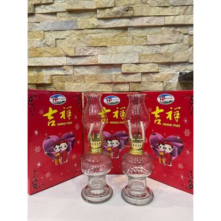 1 đôi đèn thủy tinh đốt dầu lưu ly