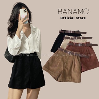 Quần short nữ nhung tăm quần sooc nữ cạp khóa siêu hot (không kèm belt,) thời trang Banamo Fashion, short nhung tăm 651