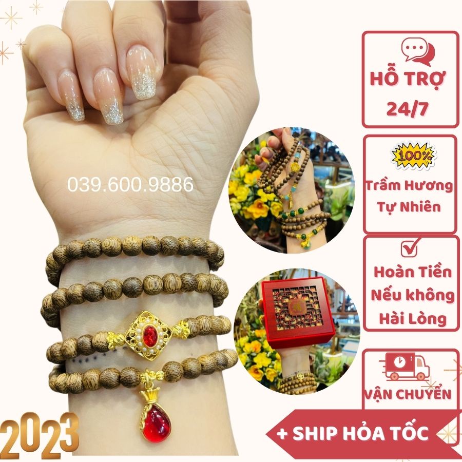 Vòng Tay Trầm Hương 108 Hạt mix màu theo bản mệnh  / Vòng trâm hương 108 hạt cho nữ