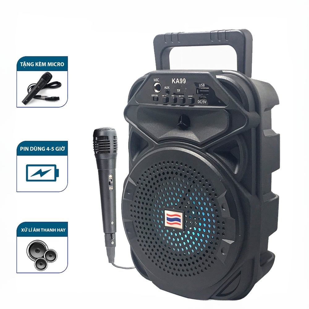 Loa bluetooth MINPRO - KA99, loa karaoke mini không dây kèm mic công suất lớn bluetooth 5.0