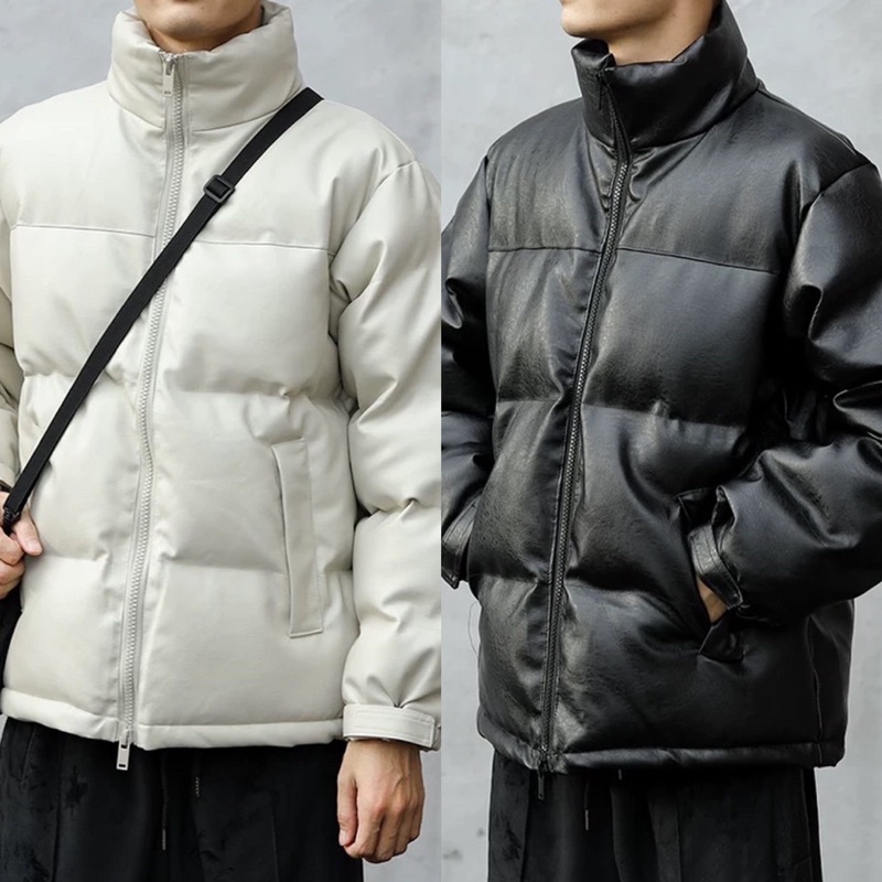 Kix Leather Puffer Jacket - Áo khoác phao da tràn bông ấm áp trendy Hàn Quốc