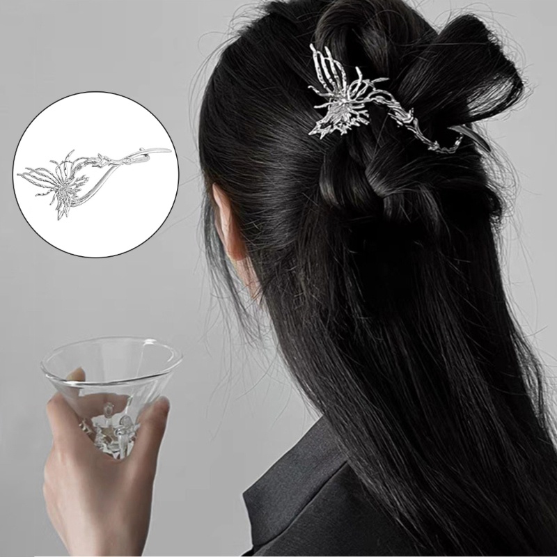 Kẹp Tóc Hình Bướm Màu Đen / Bạc Thời Trang Dành Cho Nữ