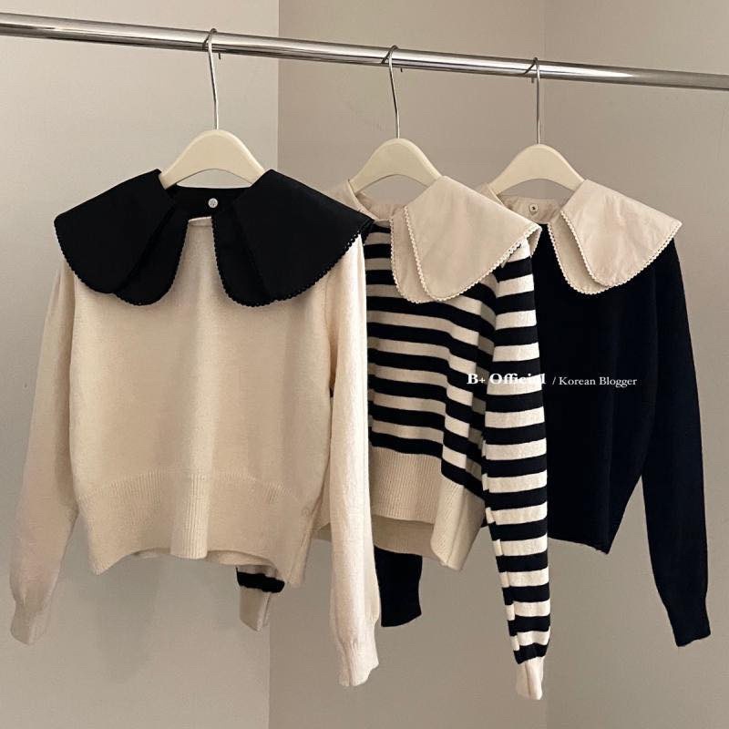 Áo len bèo cổ tiểu thư