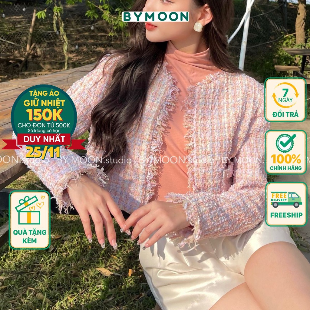 Áo khoác dạ Tweed thiết kế BY MOON - ảnh thật AK008