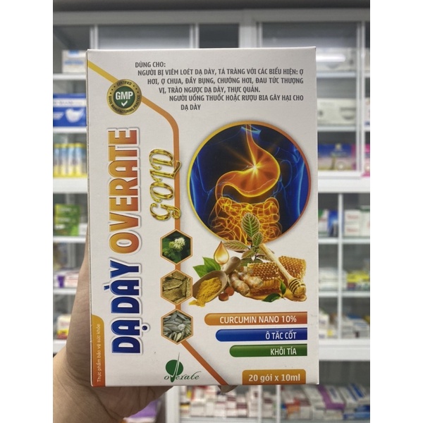 Dạ dày Overate Gold- Hỗ trợ giảm acid dịch vị và nguy cơ viêm loét dạ dày, tá tràng. (Hộp 20 gói)