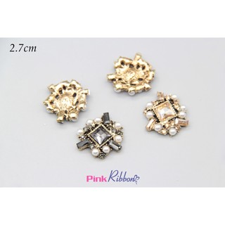 Charm đá 2 màu đen và hổ phách phụ kiện thời trang, gắn lên phụ kiện tóc, làm phụ kiện nơ bờm kẹp tóc, DIY