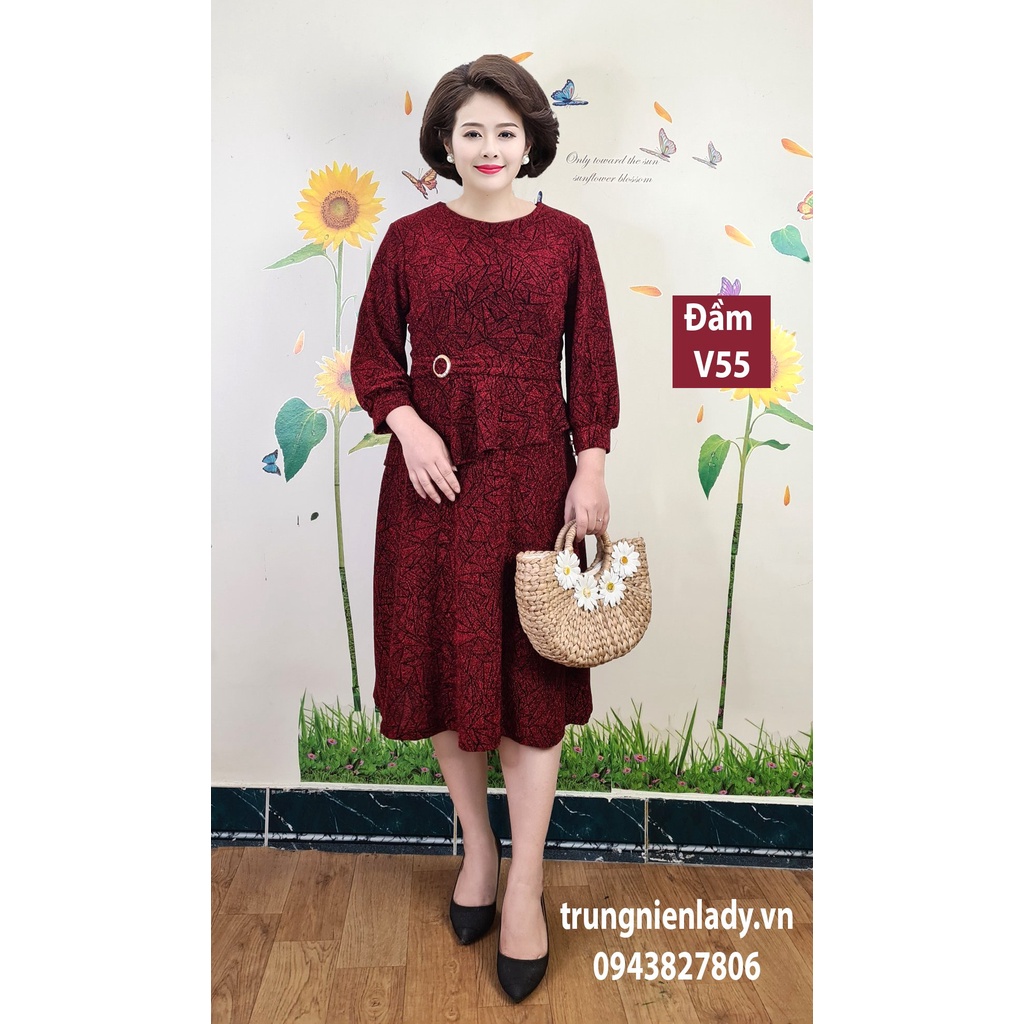 Váy đầm thu đông trung niên co giãn tốt