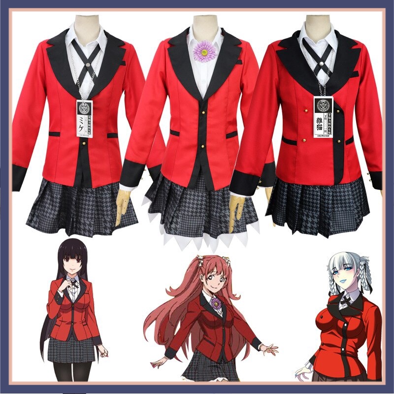 Adult Anime Kakegurui Cosplay Costume Jumpsuit Kakegurui Jabami Yumeko School Uniforms Dress Cosplay Costume Halloween