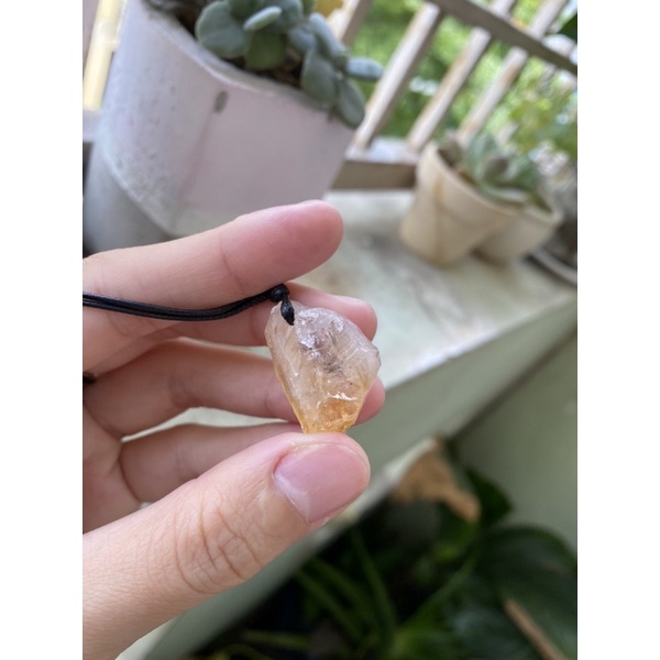 Dây chuyền đá TA vàng tự nhiên lên dây sáp có nút thắt tự điều chỉnh - NATURAL CITRINE