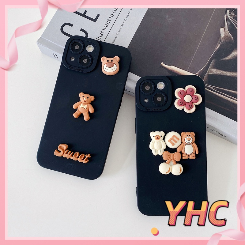 ốp iphone Họa Tiết Hoa Và Gấu Đáng Yêu Cho Iphone6 6splus 7 7plus 8 8plus XR X XS 11 12 Pro max Plus Promax max-062