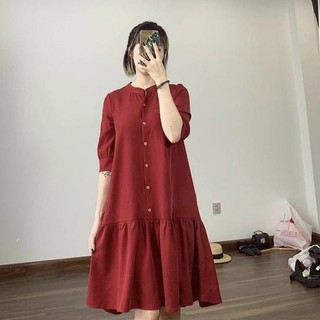 Đầm váy freesize đỏ đuôi cá tay lỡ