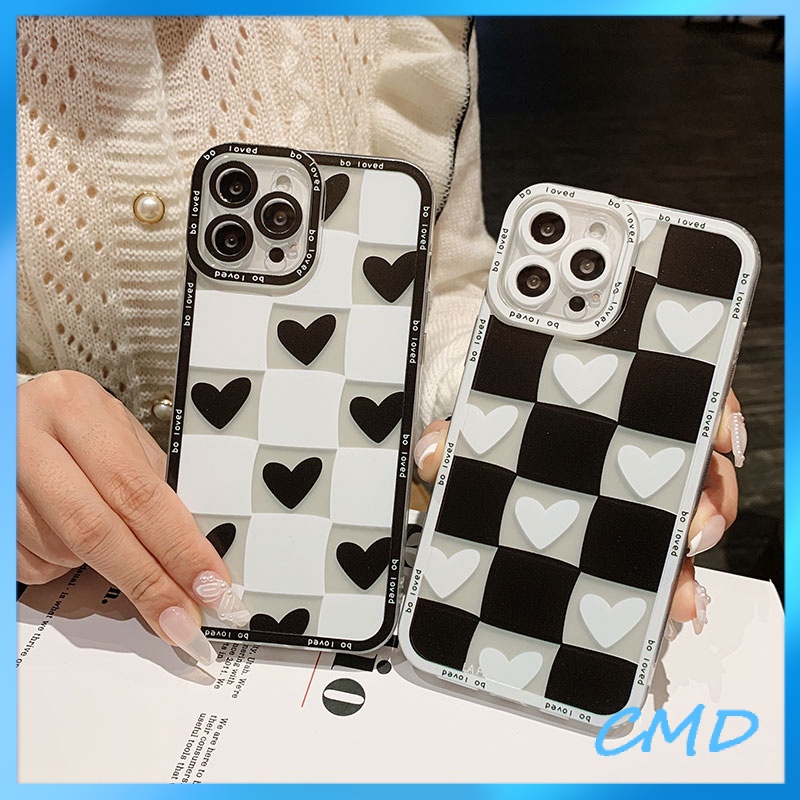 Ốp Điện Thoại Kẻ Sọc Caro Trắng Đen Cho iphone 11 12 13promax 6 6plus 6s 6splus 7 7plus 8 8plus x xs xr plus promax/-267