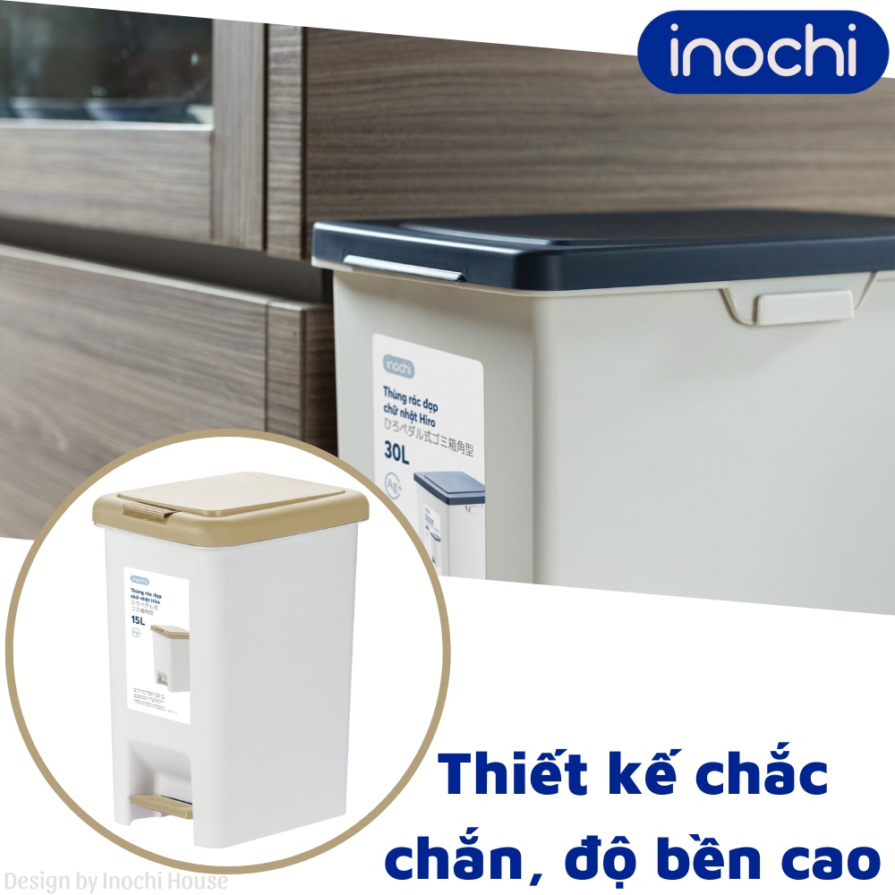 Thùng Rác Đạp Chân 15 lit Inochi Có Lõi Sọt Rác Chữ Nhật Nhựa Nắp Đậy