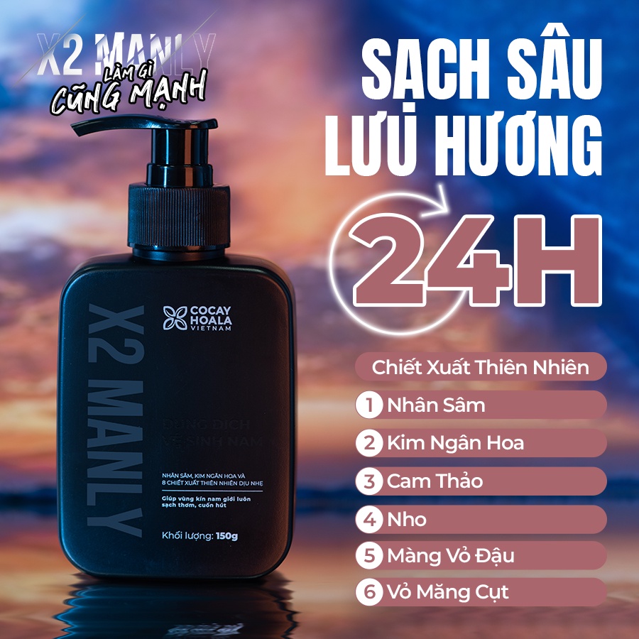 Gel Vệ Sinh Nam X2 Manly - Làm sạch sâu Giúp trẻ hóa cậu nhỏ với dung tích 150g Cocayhoala