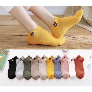 Set 10 đôi tất vớ nam nữ hoạ tiết gấu cổ ngắn nhiều màu
