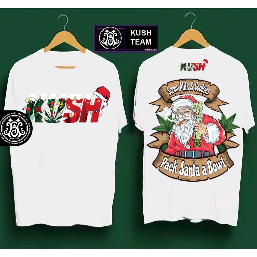 Kush Giáng Sinh Áo Thun Cotton Nam Oversize In Dành Cho Nam Nữ Vintage Quá Khổ Baju Kemeja Lelaki