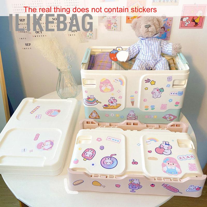 Ilikebag Hộp lưu trữ nhựa có thể gập lại đa chức năng đựng sách để bàn Trang trí nội thất cho ký túc xá