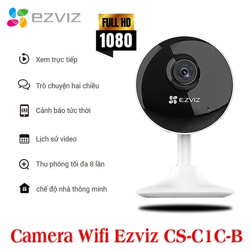 Camera wifi không dây trong nhà Ezviz C1C-B 1080P 2MP góc rộng, đàm thoại 2 chiều-Hàng chính hãng bảo hành 2 năm