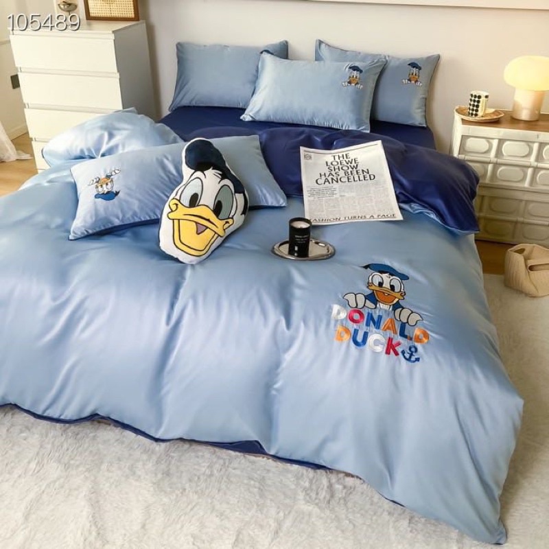 Bộ chăn ga gối phi lụa DISNEY tặng kèm phụ kiện 1 gối decor nhân vật hoạt hình sẵn tại Sam-Store