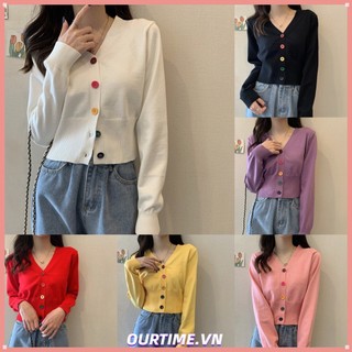 Áo Len Croptop Tay Dài Cổ Chữ V Phong Cách Hàn Quốc Cho Nữ 1772#