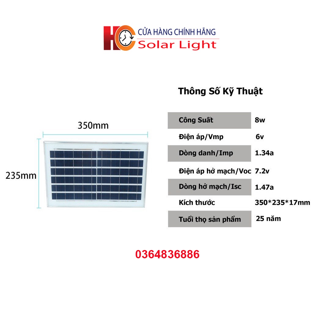 Tấm pin năng lượng mặt trời kèm dây nối, nhiều loại kích thước từ 15W-35W, chất liệu polycrystalline cao cấp