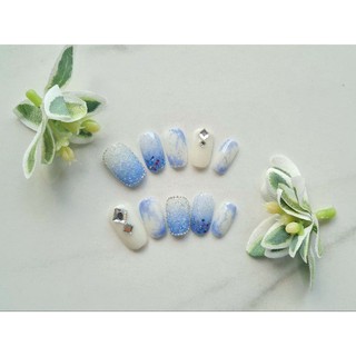 HYn Nailbox - Nail xanh rắc đá ombre có đính đá