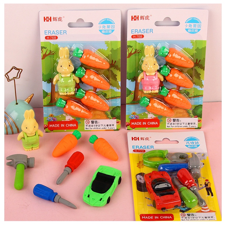 Bộ Gôm Tẩy Hình Hoạt Hình Đáng Yêu Dành Cho Học Sinh Tiểu Học