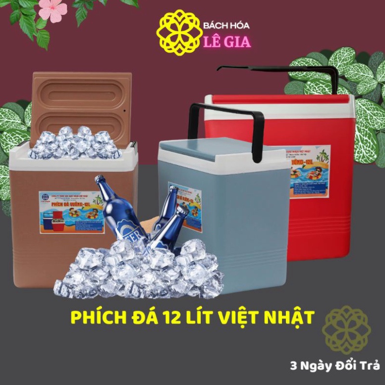 Thùng đá giữ nhiệt vuông Nhựa Việt Nhật bảo hàn 6 tháng, Bình đá giữ nhiệt hút chân không 3 lớp cách nhiệt. GDVNT1.