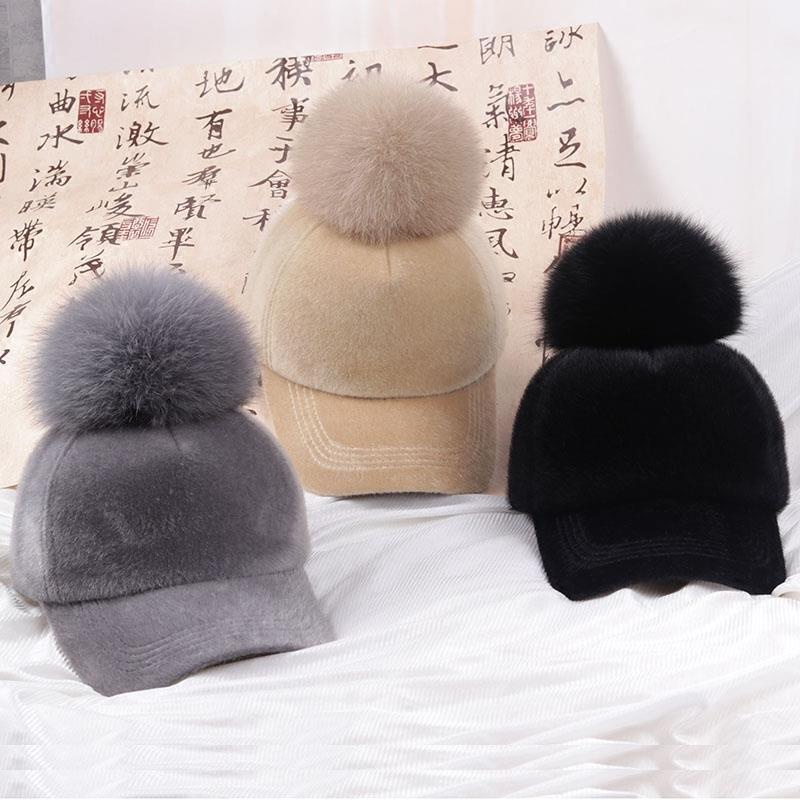 Mũ Lưỡi Trai Lông Cáo Dày Dặn Thời Trang Thu Đông Hàn Quốc Cho Nữ