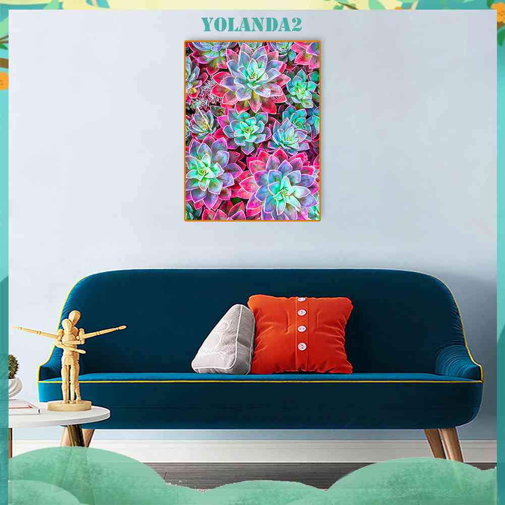 Bộ Tranh Đính Đá 5D Tự Làm Hình Chậu Cây Mọng Nước Đầy Màu Sắc