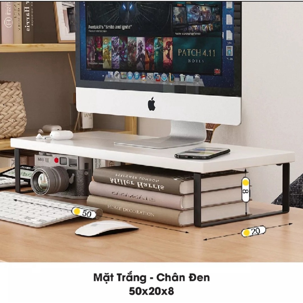 Kệ kê màn hình, laptop, mặt gỗ chân sắt sơn tĩnh điện, chắc chắn sang trọng xin xò ...