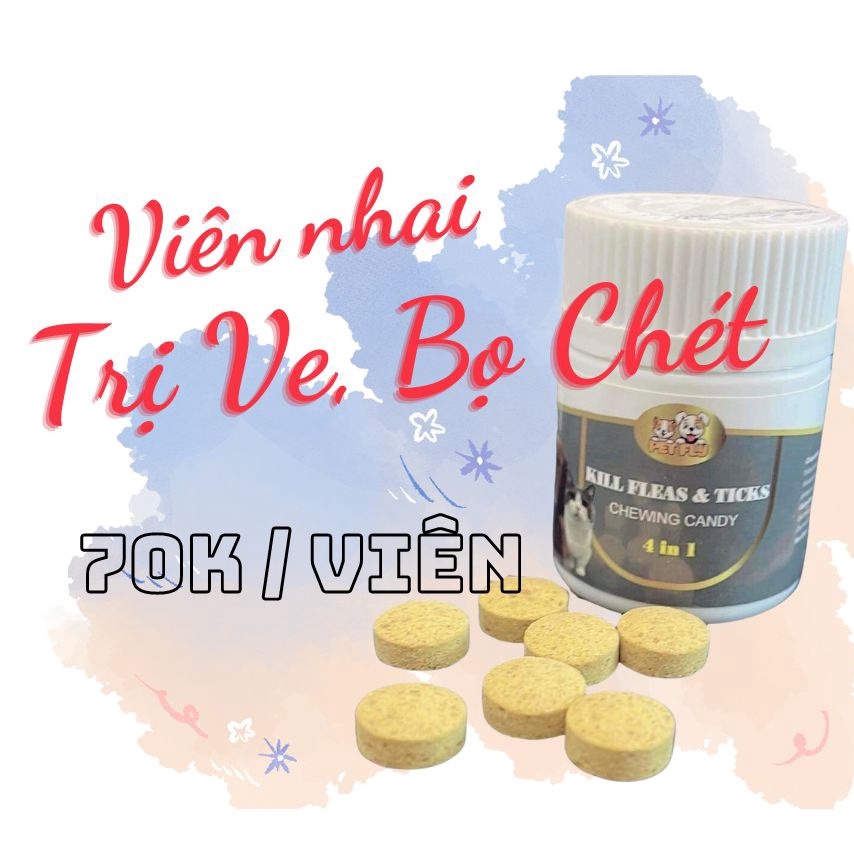 Kẹo Vitamin Mềm Loại Bỏ Ve Rận Chó Mèo [HỘP 3 VIÊN]
