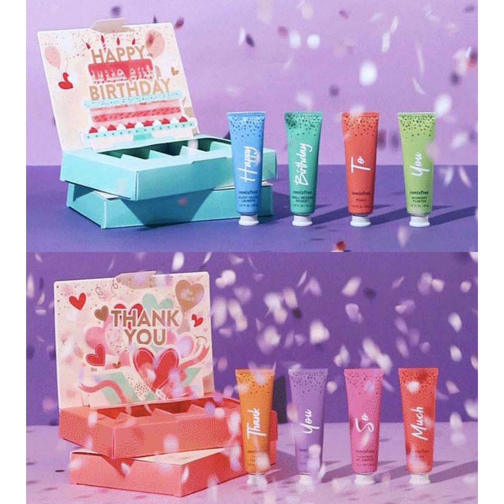 Sét 4 kem dưỡng tay Innisfree Thankyou và happybirthday