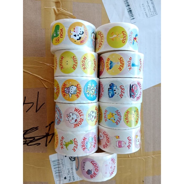 Sticker cuộn 500 nhãn dán khen tặng các mẫu tiếng anh