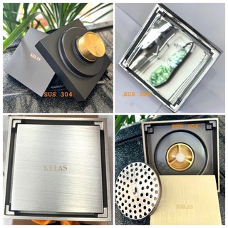 Phễu thoát sàn cao cấp bằng đồng đúc đáy lò xo 10x10cm