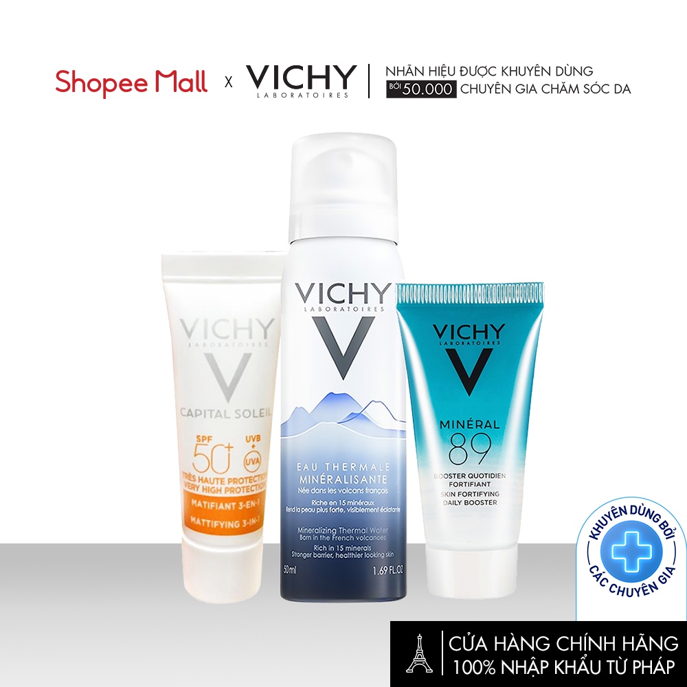 Bộ sản phẩm serum khoáng phục hồi chuyên sâu Vichy Mineral 89