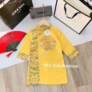 Áo dài cách tân cho bé trai chất liệu gấm, nhung cao cấp diện Tết 1 2 3 4 5 6 7 tuổi