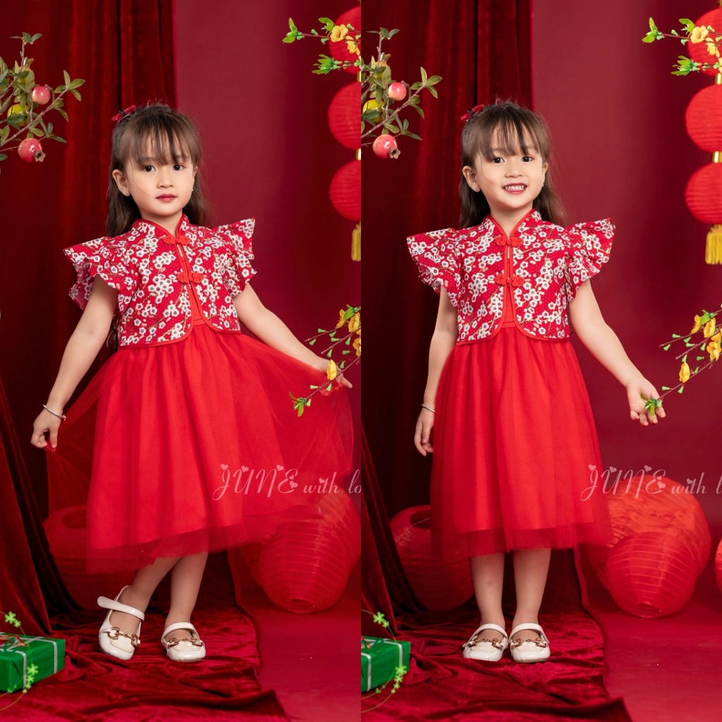 Sườn xám bé gái Oli River, June With Love 10-30kg đầm sườn xám cho bé gái mặc tết