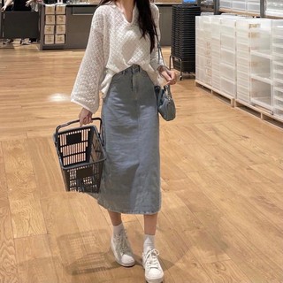 Chân váy jeans xẻ tà Ulzzang