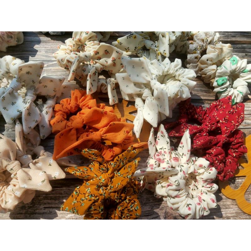 Dây cột tóc tai thỏ, scunchies tai thỏ dễ thương